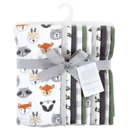 Hudson Baby Unisex Baby Cotton Flannel Burp Cloths Bundle, Woodland Faces, One Size image {1}
