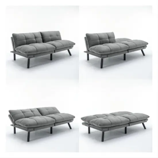 Light Gray Convertible Folding Modern sofa Bed image {2}