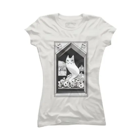 Junior's Design By Humans Ghost cat the Keeper of the Crypt By runcatrun T-Shirt image {8}