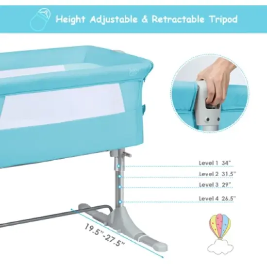 Infans Portable Baby Bedside Bassinet Infant Travel Bassinet Crib W/Carrying Bag Green image {4}