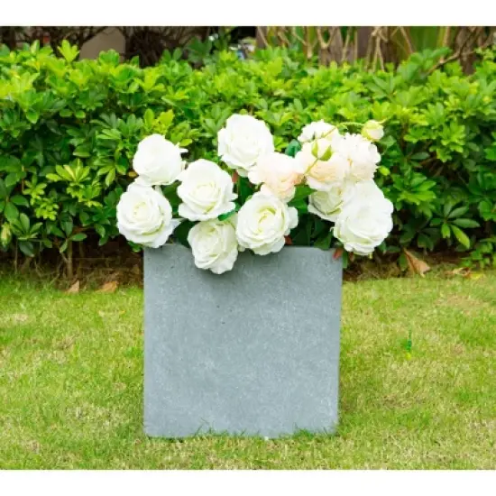 Rosemead Home & Garden, Inc. 10" Wide Kante Lightweight Modern Square Concrete/Fiberglass Indoor Outdoor Planter Box Slate Gray image {2}