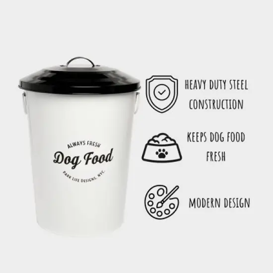 Park Life Designs 17lbs Andreas Food Bin Dog Food Storage Container - White image {4}