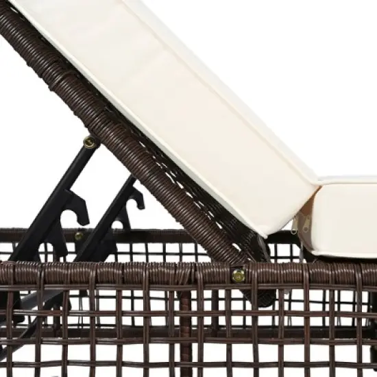 Whisen Rattan Outdoor Lounge Chair, Patio Chaise Lounge with 5-Position Backrest image {13}