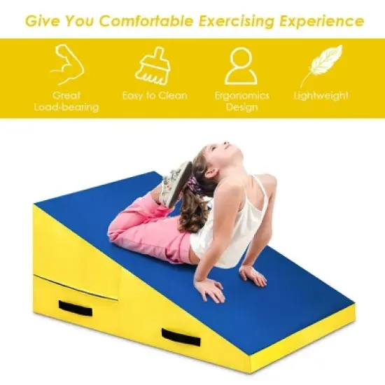 Incline Gymnastics Mat Cheese Wedge Tumbling Mat w/Zipper Handle Home Training image {3}