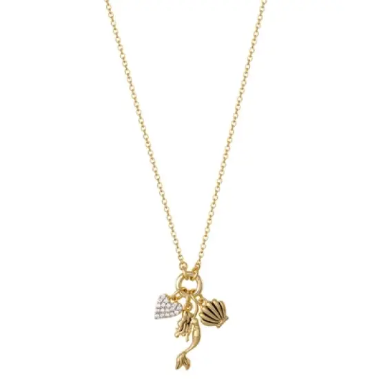 Disney Princess Cinderella Yellow Gold Plated 3D Cubic Zirconia Charm Necklace, 18'' image {3}