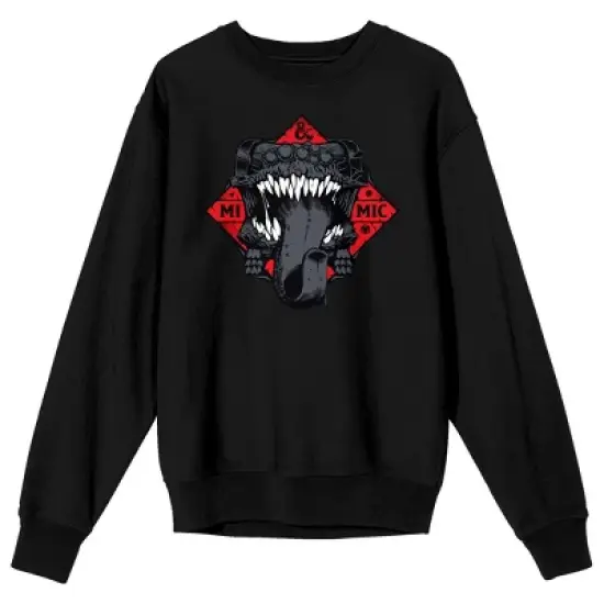 Dungeons & Dragons Mimic Monster Crew Neck Long Sleeve Men's Black Sweatshirt image {6}