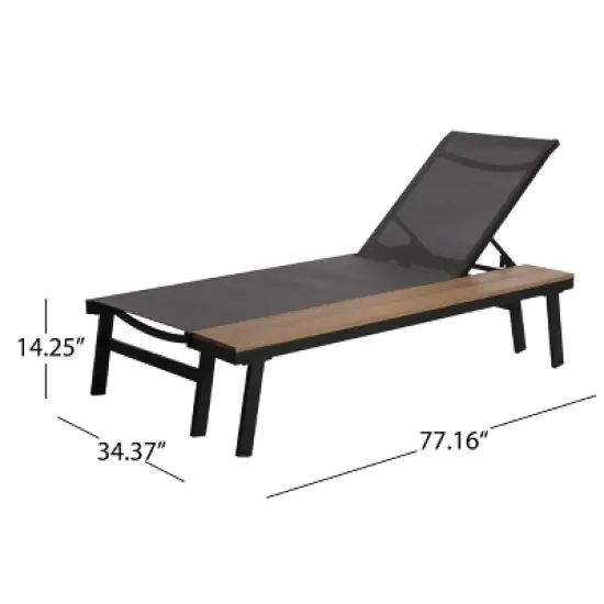 GDFStudio Spyridon Outdoor Mesh and Aluminum Chaise Lounges with Built In Side Table image {2}