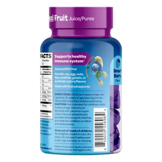 Smurfs Immune Defense Kids Vitamin Gummies, Elderberry, Zinc, Vitamin C & Vitamin D, Smurfs Berry Flavored, 40ct image {4}
