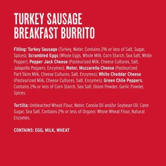 Red's Frozen Turkey Sausage Breakfast Burrito - 4oz/4ct image {12}