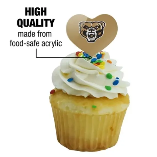 Oakland University Primary Logo Heart Love Cupcake Picks Toppers Decoration Set of 6 image {2}
