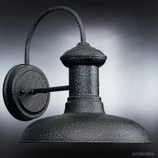 Urban Ambiance Luxury Luxe Industrial Chic Outdoor Wall Light,  10.75"H x 10"W,  Olde Iron Finish, UHP1024 image {2}