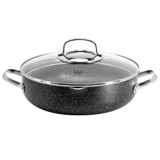 Korkmaz Galaksi Non Stick Low Casserole with Lid in Black image {7}