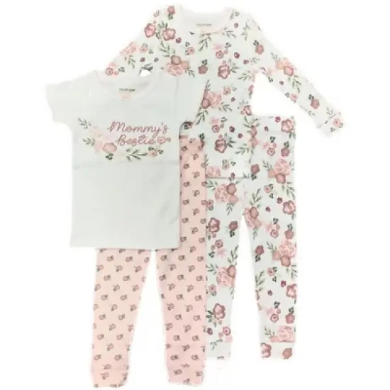 Chick Pea Baby Girl Toddler and Infant Pajama Long and Short Sleeve Matching combos 4 PC Set image {3}