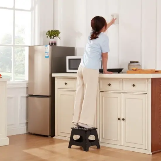 VECELO Folding Step Stool 11/13 in. Non-Slip Surface Portable Foldable  1 Step Stool  with Carry Handle, Heavy Duty Stool image {13}