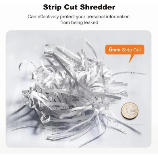 Bonsaii 6-Sheet Strip Cut Lightweight Portable Paper Shredder, 2.4 Gal Wastebasket, Extendable Arm Design with Overheat Protection image {6}