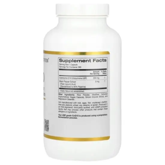 California Gold Nutrition CoQ10 with Bioperine&reg; Black Pepper Extract, 200 mg, 360 Veggie Capsules image {1}