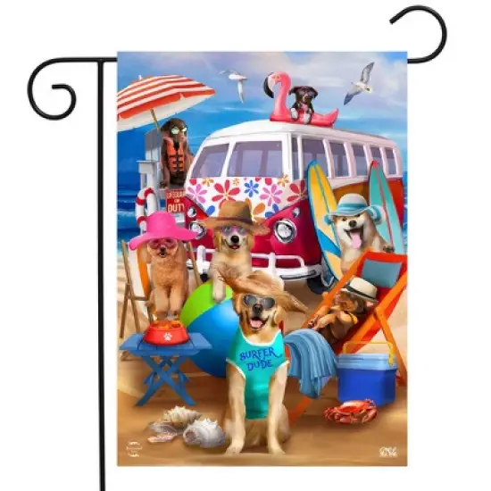 Dog Days Beach Summer Garden Flag 18" x 12.5" Briarwood Lane image {1}