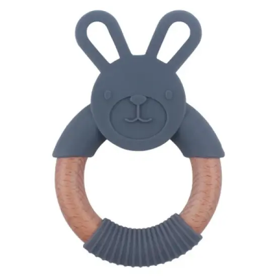 MyKids-USA Baby Food-Grade Teething Rattle, Teething Aid for Babies, Wooden and Silicone Rabbit Teething Bracelet image {4}