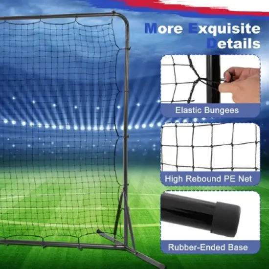 Costway Soccer Rebounder Net 12 x 6 FT Portable Football Training Equipment with Net White/Black image {5}