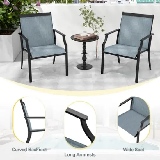 Tangkula Set of 4 Patio Dining Chairs Outdoor Armchairs w/ Sturdy Metal Frame image {4}