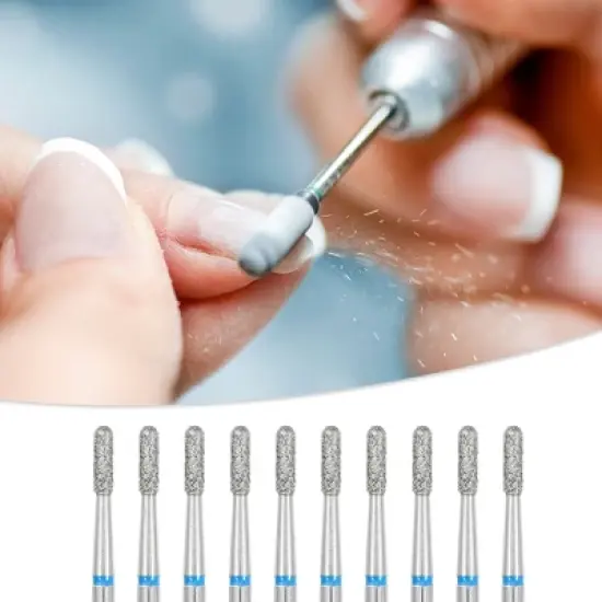 Unique Bargains Emery Nail Drill Bit Set for Acrylic Nails 3/32 Inch Nail Art Tools 44.3mm Length Blue 10 Pcs image {1}