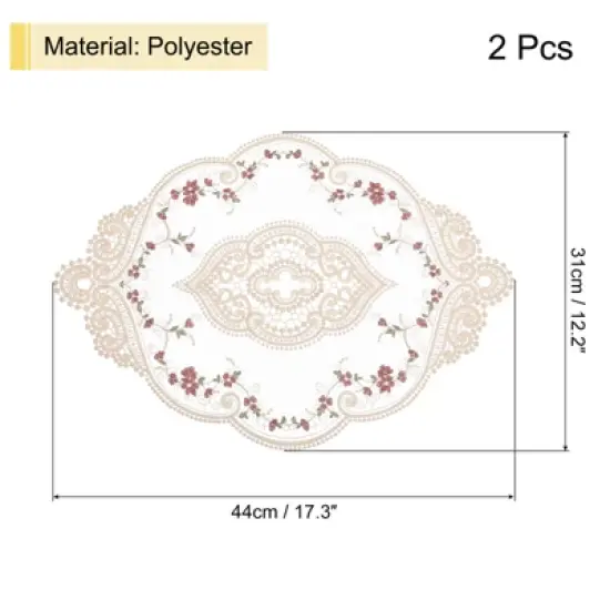 Unique Bargains Polyester Flexible Embroidery Vintage Pattern Washable Table Place Mats 2 Pcs image {1}