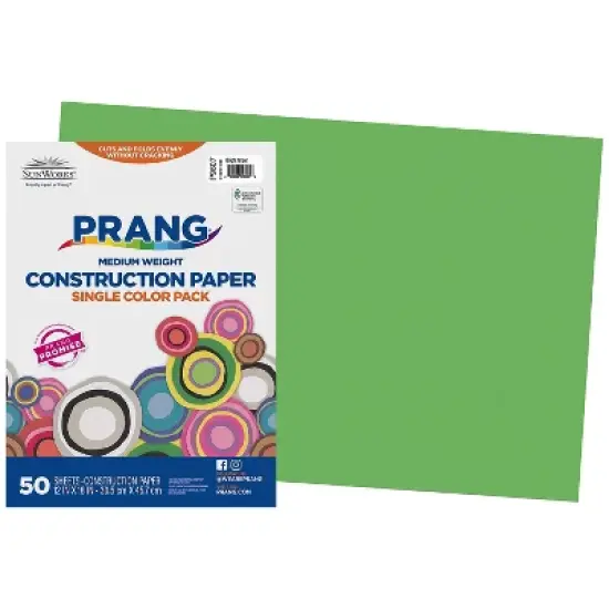 Prang 12" x 18" Construction Paper Bright Green 50 Sheets/Pack (P9607-0001) image {1}