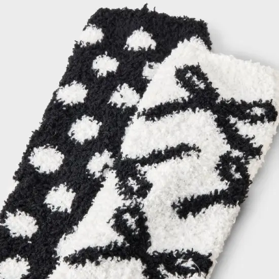 Women's Bows & Polka Dots 2pk Cozy Crew Socks - White/Black 4-10 image {2}