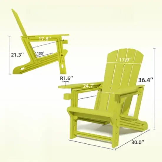 DSVIMOY Patio Adirondack Chair with Cup Holder, Outdoor Comfortable Seat for Backyard, Yellow, 31.4"*29.6"*36.4" image {2}