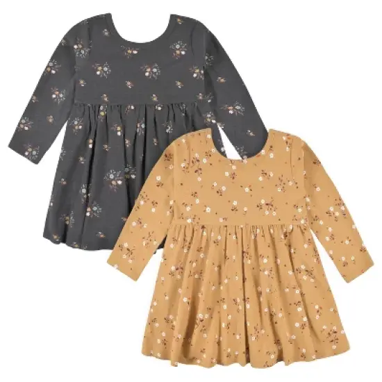 Gerber Infant & Toddler Girls' Long Sleeve Dresses, 2-Pack image {9}
