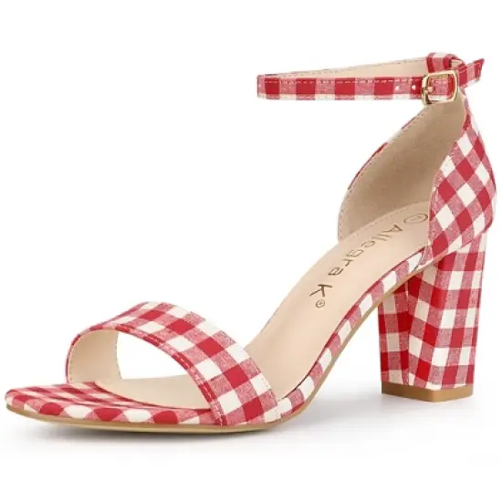 Allegra K Women's Open Toe Ankle Strap Chunky High Heels image {9}