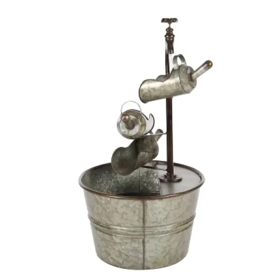 28" x 15" Farmhouse Metal Fountain Gray - Olivia & May image {7}