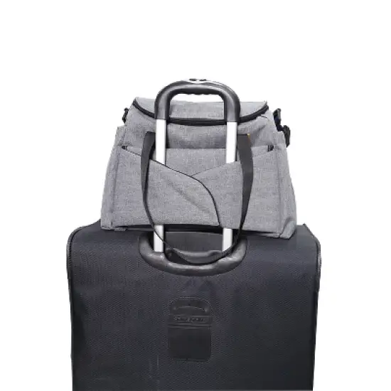 Gray and Black Multi-Compartment Diaper Bag with Changing Pad image {5}