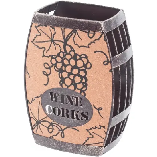 Vintiquewise Vintage Decorative Metal Barrel Shaped Tabletop Countertop Wine Cork Holder image {2}
