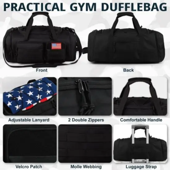 Tactical Gym Bag for Men，70L Large 3 in 1 Sports Duffle Bag with Shoes Compartment for Travel, image {2}