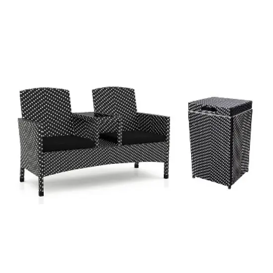 2pc Maksville Aluminum Patio Loveseat & Trash Can - miBasics
 image {13}