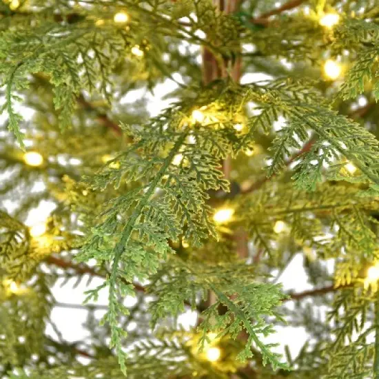Puleo 9' Pre-Lit Artificial Cypress Christmas PE Tree with LED Rice Lights image {2}