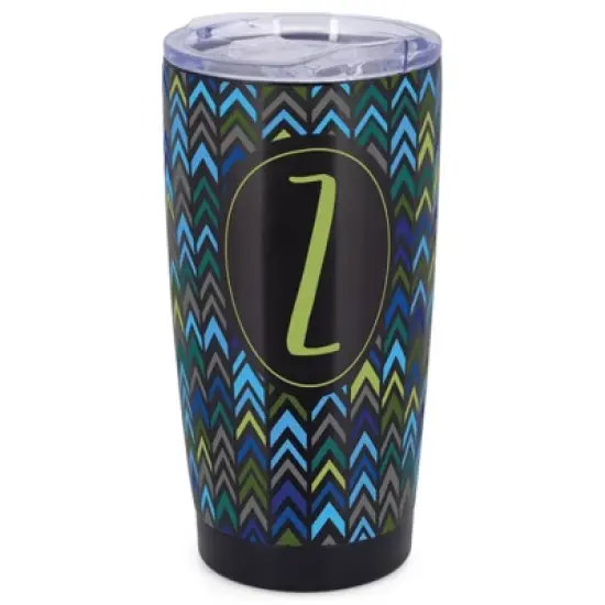 Elanze Designs Z Monogram Herringbone Arrows Wrap-Around Design 20 Ounce Stainless Steel On-The-Go Coffee Mug, Thermal Travel Tumbler with Leak image {5}