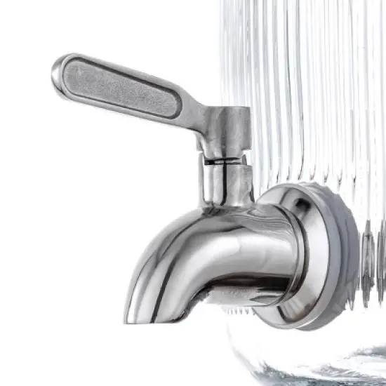 JoyJolt Glass Fluted Drink Dispenser, Ice Cylinder, & Fruit Infuser-1 Gallon Dispensers for Parties image {5}