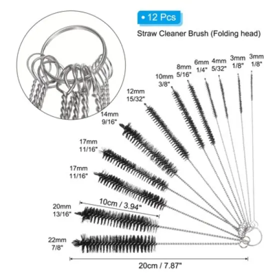 Unique Bargains Stainless Steel Flexible Durable Reusable Tube Cleaner 12Pcs image {1}