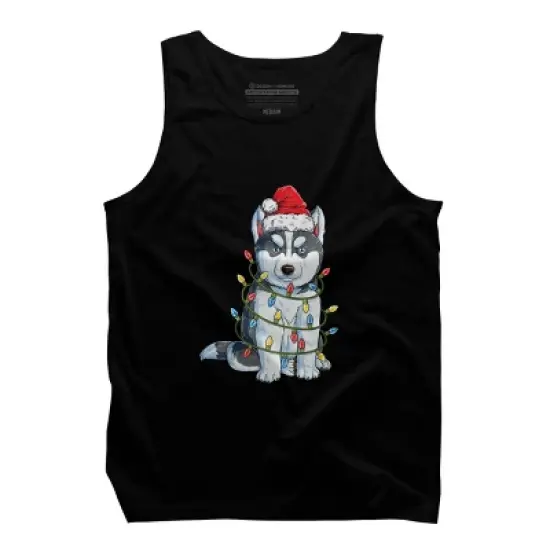 Men's Design By Humans Siberian Husky Santa Christmas Tree Lights Xmas Gifts Boys T-Shi By NekoShop Tank Top image {4}
