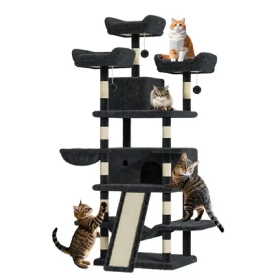 68.5 Inch Multi-Level Cat Tree, Plush Cat Tower with Condo/Sisal Scratching Posts image {8}