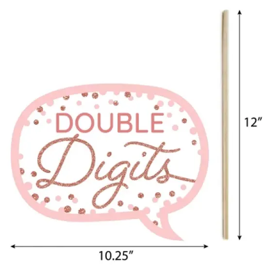 Big Dot of Happiness 10th Pink Rose Gold Birthday - Happy Birthday Party Photo Booth Props Kit - 20 Count image {4}