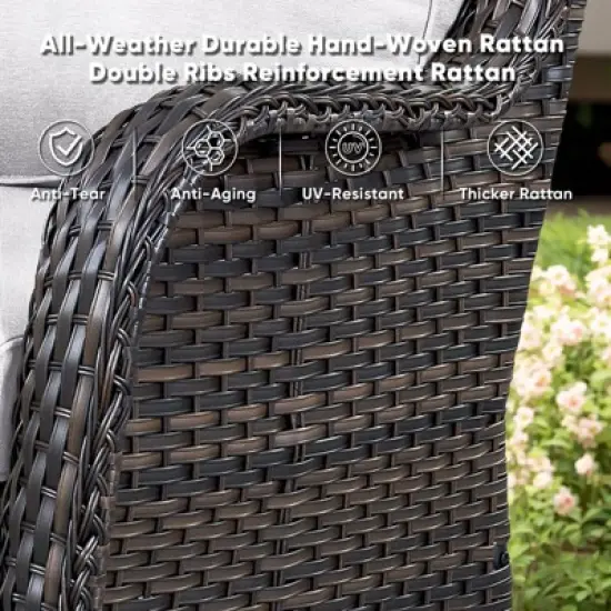 Gymojoy 5 Pieces Outdoor Wicker Sofa with Swivel Chairs, Coffee Table, Patio Furniture Set image {7}