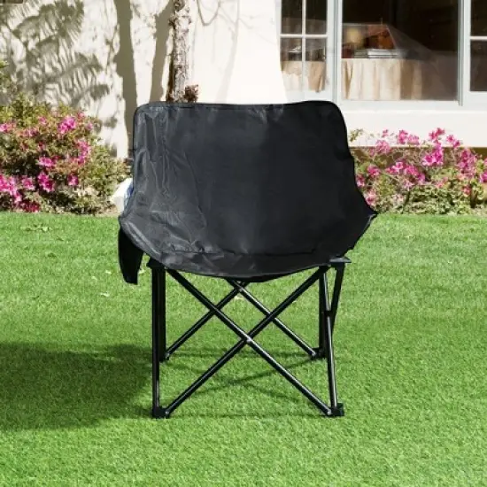 Sevobal Outdoor Portable Chairs 2PCS Folding Camping Chair Set with Side Pocket and Carry Bag for Patio Lawn Garden Deck, Black, 16.5"*20.1"*25.6" image {4}
