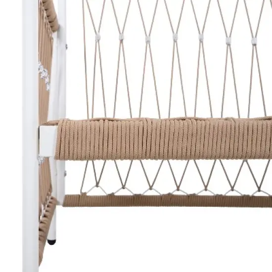 FIONECA Bohemian Outdoor Lounge Chair with Handwoven Rope & Powder-Coated Steel Frame, Waterproof Cushions &uml;C Patio, Garden, Poolside image {12}