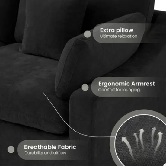 Modular Sectional Sofa with Ottoman,156" U Shaped Down Filled Cloud Couch,8 Seater Convertible Living Room Sets,Cover Washable and Replaceable image {11}