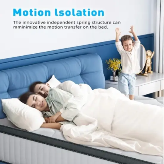 Swedrea Hybrid Mattress Cool Medium Firm Gel Memory Foam Pocket Spring, White image {3}