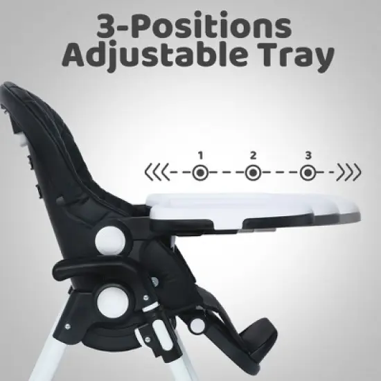 Kinder King Foldable High Chair for Babies & Toddlers, Adjustable Height, Recline, Storage Basket, Double Trays, Easy to Clean image {6}