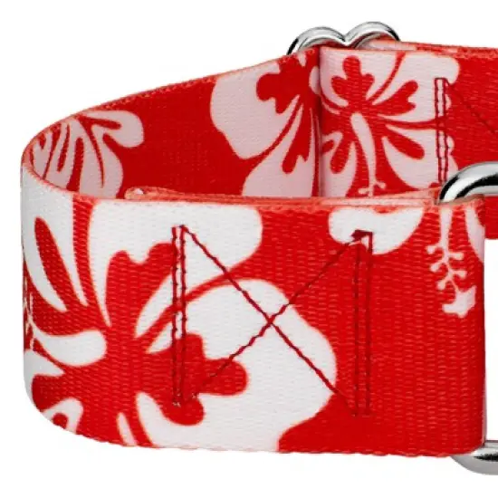 Country Brook Petz 1 1/2 Inch Red Hawaiian Martingale Dog Collar image {5}